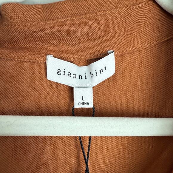 Gianni Bini Long Sleeve Dress Draped Button Down Large Brown New - Picture 4 of 10